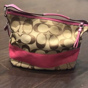 Pink and Brown Signature Coach Bag